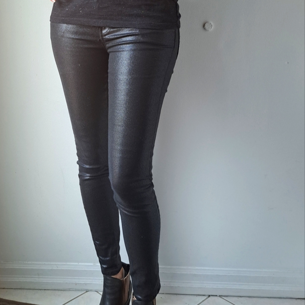 All saint coated shinny back pants